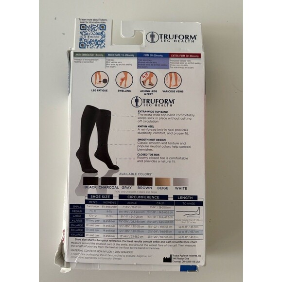 Truform Leg Health Medical Compression Stockings 20-30 mmHg Closed Toe Lg Black - Picture 6 of 10
